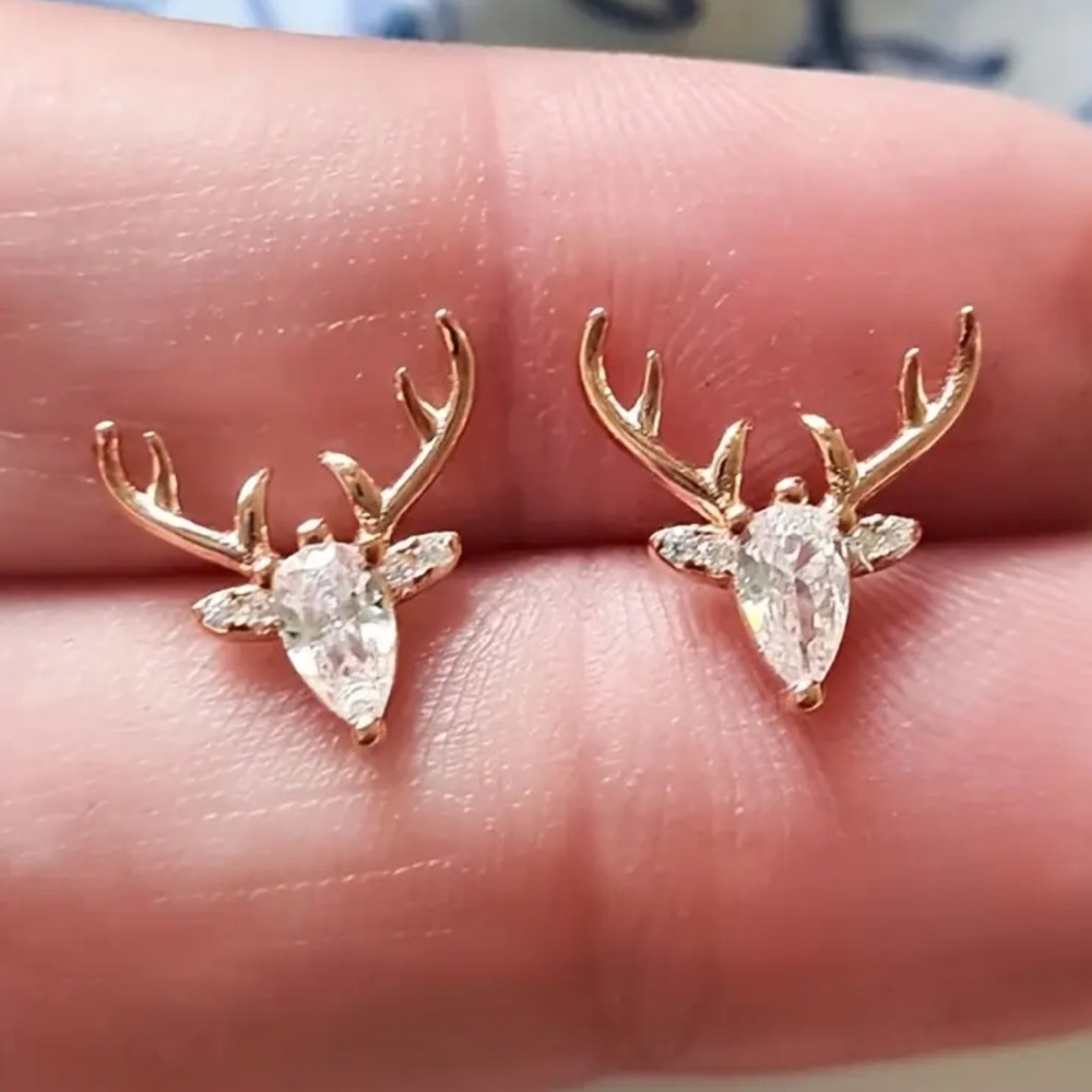 Gold Deer Antler Earrings